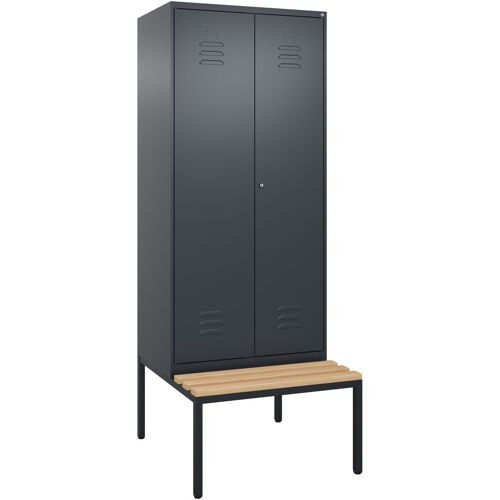 C + P Möbelsysteme C+P PSA Doppel-Spind Classic PLUS, Bank, 2 Abteile, 2120x800x815mm, 7016/7016 Verschluss Zylinderschloss Sitzbanktyp untergebaut Material Sitzfläche B (0800527-22P S10056)
