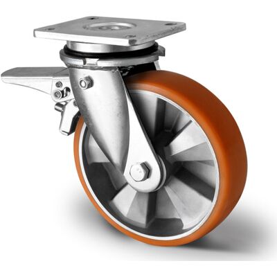 CASCOO Lenkrolle mit Totalfeststeller im Vorlauf ø 125 mm Serie BAU5 Doppelkugellager (CHP5MW0125BAU5D0N) CASCOO Lenkrolle mit Totalfeststeller im Vorlauf ø 125 mm Serie BAU5 Doppelkugellager (CHP5MW0125BAU5D0N)