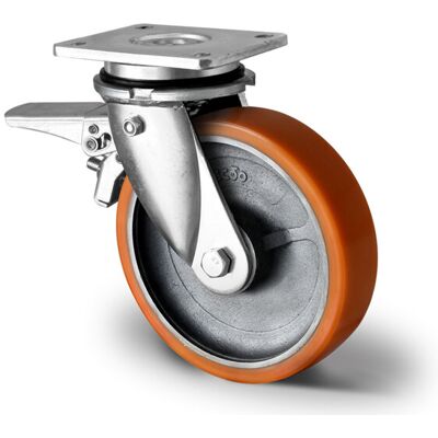 CASCOO Lenkrolle mit Totalfeststeller im Vorlauf ø 125 mm Serie I2U5 Doppelkugellager (CHP5MW0125I2U5D0N) CASCOO Lenkrolle mit Totalfeststeller im Vorlauf ø 125 mm Serie I2U5 Doppelkugellager (CHP5MW0125I2U5D0N)