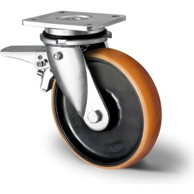 CASCOO Lenkrolle mit Totalfeststeller im Vorlauf ø 125 mm Serie Z4U5 Doppelkugellager (CHP5MW0125Z4U5D34) CASCOO Lenkrolle mit Totalfeststeller im Vorlauf ø 125 mm Serie Z4U5 Doppelkugellager (CHP5MW0125Z4U5D34)