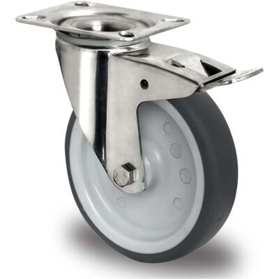 CASCOO Lenkrolle mit Totalfeststeller ø 160 mm Serie P2V2 Gleitlager Edelstahl (TIP5OS0160P2V2L0N) CASCOO Lenkrolle mit Totalfeststeller ø 160 mm Serie P2V2 Gleitlager Edelstahl (TIP5OS0160P2V2L0N)