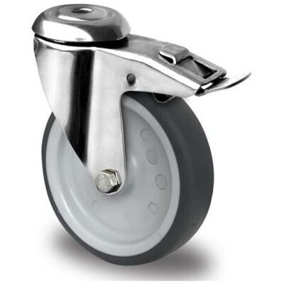 CASCOO Rückenlochlenkrolle mit Totalfeststeller ø 125 mm Serie P2T2 Gleitlager Edelstahl (BAH12S0125P2T2L0N) CASCOO Rückenlochlenkrolle mit Totalfeststeller ø 125 mm Serie P2T2 Gleitlager Edelstahl (BAH12S0125P2T2L0N)