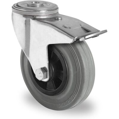 CASCOO Rückenlochlenkrolle mit Totalfeststeller ø 125 mm Serie P4R2 Rollenlager (BBH85W0125P4R2R0N) CASCOO Rückenlochlenkrolle mit Totalfeststeller ø 125 mm Serie P4R2 Rollenlager (BBH85W0125P4R2R0N)