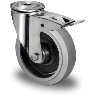 CASCOO Rückenlochlenkrolle mit Totalfeststeller ø 125 mm Serie R4E2 Rollenlager Edelstahl (BIH86S0125R4E2Q0N) CASCOO Rückenlochlenkrolle mit Totalfeststeller ø 125 mm Serie R4E2 Rollenlager Edelstahl (BIH86S0125R4E2Q0N)
