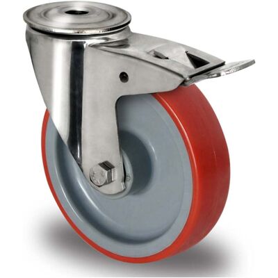 CASCOO Rückenlochlenkrolle mit Totalfeststeller ø 160 mm Serie N2U6 Gleitlager Edelstahl (BIH9OS0160N2U6L0N) CASCOO Rückenlochlenkrolle mit Totalfeststeller ø 160 mm Serie N2U6 Gleitlager Edelstahl (BIH9OS0160N2U6L0N)
