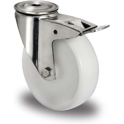 CASCOO Rückenlochlenkrolle mit Totalfeststeller ø 80 mm Serie N0N0 Gleitlager Edelstahl (BIH36S0080N0N0L0N) CASCOO Rückenlochlenkrolle mit Totalfeststeller ø 80 mm Serie N0N0 Gleitlager Edelstahl (BIH36S0080N0N0L0N)