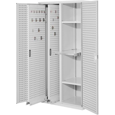 Kappes Vertikalschrank RasterPlan Mod. 84 RAL 7035 Tür innen Lochplatten mit Ausstattung (1465.04.3013) Kappes Vertikalschrank RasterPlan Mod. 84 RAL 7035 Tür innen Lochplatten mit Ausstattung (1465.04.3013)
