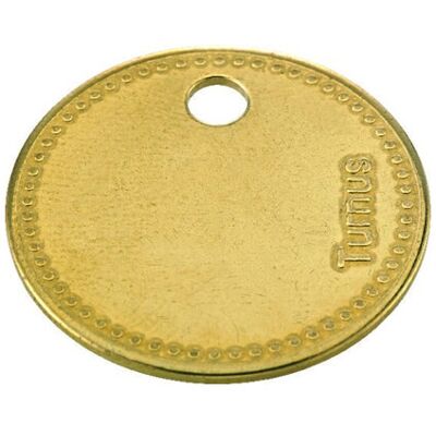 Kukko Werkzeugmarke Messing rund 27 mm gelocht Kukko Werkzeugmarke Messing rund 27 mm gelocht