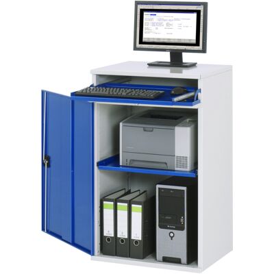 RAU Computer Workstation Cabinet - Verstellbare Ablage, Hellgrau / Enzianblau RAU Computer Workstation Cabinet - Verstellbare Ablage, Hellgrau / Enzianblau