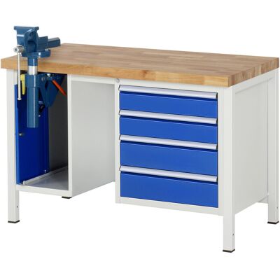 Rau Werkbank höhenverstellbar 8185A1, B1250xT700xH840-1040mm, 4x Schublade-TA, SSKL (03-8185A1-127B4H.11) Rau Werkbank höhenverstellbar 8185A1, B1250xT700xH840-1040mm, 4x Schublade-TA, SSKL (03-8185A1-127B4H.11)