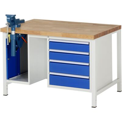Rau Werkbank höhenverstellbar 8185A1, B1250xT900xH840-1040mm, 4x Schublade-TA, SSKL (03-8185A1-129B4H.11) Rau Werkbank höhenverstellbar 8185A1, B1250xT900xH840-1040mm, 4x Schublade-TA, SSKL (03-8185A1-129B4H.11)