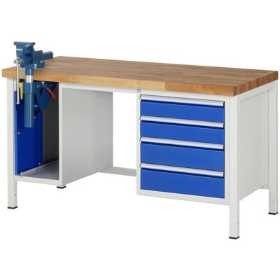 Rau Werkbank höhenverstellbar 8185A1, B1500xT700xH840-1040mm, 4x Schublade-TA, SSKL (03-8185A1-157B4H.11) Rau Werkbank höhenverstellbar 8185A1, B1500xT700xH840-1040mm, 4x Schublade-TA, SSKL (03-8185A1-157B4H.11)