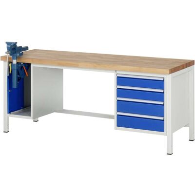Rau Werkbank höhenverstellbar 8185A1, B2000xT700xH840-1040mm, 4x Schublade-TA, SSKL (03-8185A1-207B4H.11) Rau Werkbank höhenverstellbar 8185A1, B2000xT700xH840-1040mm, 4x Schublade-TA, SSKL (03-8185A1-207B4H.11)