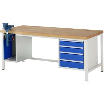 Rau Werkbank höhenverstellbar 8185A1, B2000xT900xH840-1040mm, 4x Schublade-TA, SSKL (03-8185A1-209B4H.11) Rau Werkbank höhenverstellbar 8185A1, B2000xT900xH840-1040mm, 4x Schublade-TA, SSKL (03-8185A1-209B4H.11)
