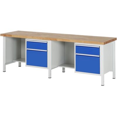 Rau Werkbank höhenverstellbar 8451A2, B2500xT700xH840-1040mm, 4x Schublade-TA (03-8451A2-257B4H.11) Rau Werkbank höhenverstellbar 8451A2, B2500xT700xH840-1040mm, 4x Schublade-TA (03-8451A2-257B4H.11)