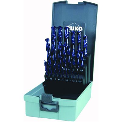RUKO Spiralbohrersatz DIN 338 Typ VA HSSE Co 8 TiAlN in Kunststoffkassette (ABS) 25-teilig (281215EFRO) RUKO Spiralbohrersatz DIN 338 Typ VA HSSE Co 8 TiAlN in Kunststoffkassette (ABS) 25-teilig (281215EFRO)