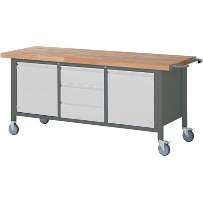 STIER Fahrbare Werkbank Premium mit 3 Schubladen und 2 Flügeltüren BxTxH 2000x700x880mm (906070) STIER Fahrbare Werkbank Premium mit 3 Schubladen und 2 Flügeltüren BxTxH 2000x700x880mm (906070)