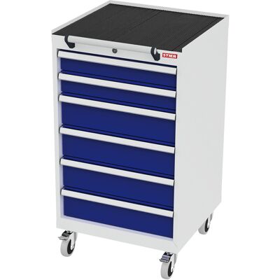 STIER Mobiler Schubladenschrank mit 6 Schubladen BxTxH 600x575x1090 mm lichtgrau/enzianblau (905045) STIER Mobiler Schubladenschrank mit 6 Schubladen BxTxH 600x575x1090 mm lichtgrau/enzianblau (905045)
