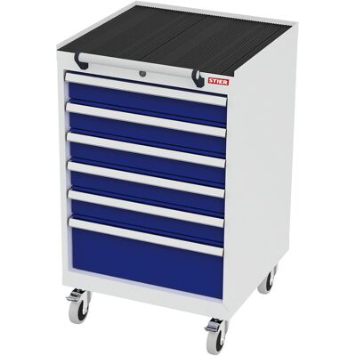 STIER Mobiler Schubladenschrank mit 6 Schubladen BxTxH 600x575x990 mm lichtgrau/enzianblau (905042) STIER Mobiler Schubladenschrank mit 6 Schubladen BxTxH 600x575x990 mm lichtgrau/enzianblau (905042)