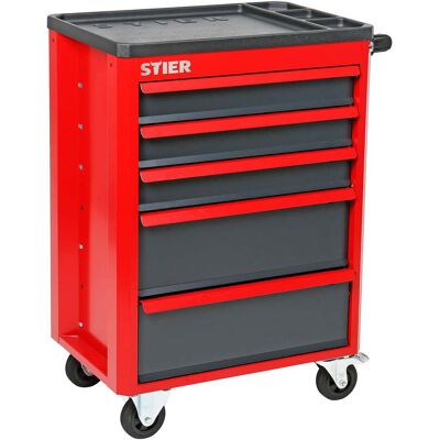 STIER Werkstattwagen Basic leer, Kunststoffablage, 5 Schubl., 185kg, 883x620x410mm (903358) STIER Werkstattwagen Basic leer, Kunststoffablage, 5 Schubl., 185kg, 883x620x410mm (903358)