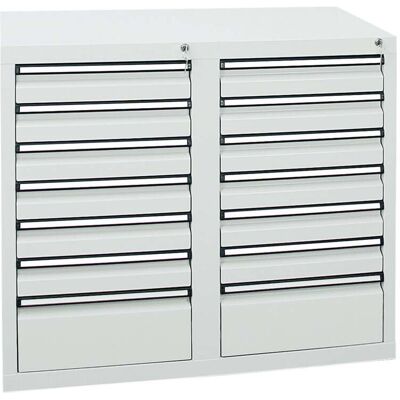 Stumpf Schubladenschrank Serie STS 410, 14 Schubladen lichtgrau (12x100, 2x200mm) ; Stumpf Metall (7102207) Stumpf Schubladenschrank Serie STS 410, 14 Schubladen lichtgrau (12x100, 2x200mm) ; Stumpf Metall (7102207)