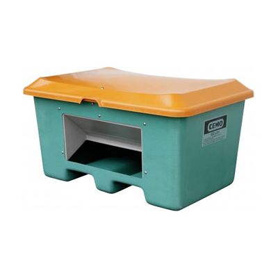 CEMO Streugutbehälter Plus3 400 Liter unterfahrbar mit Entnahme grün/orange (10581) CEMO Streugutbehälter Plus3 400 Liter unterfahrbar mit Entnahme grün/orange (10581)