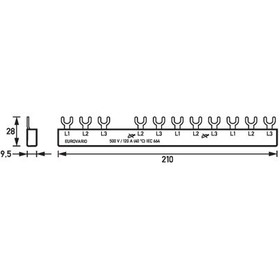 Doepke EV-SG3/N.8.120 Sammelschiene - 3-Phasen, 120A, 140mm, Isolierte Gabel Doepke EV-SG3/N.8.120 Sammelschiene - 3-Phasen, 120A, 140mm, Isolierte Gabel