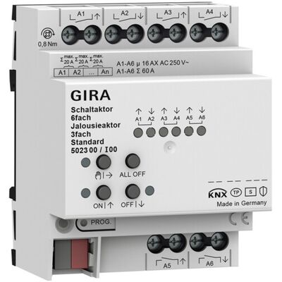 Gira 502300 KNX Schalt- und Jalousieaktor - 6 Kanal Gira 502300 KNX Schalt- und Jalousieaktor - 6 Kanal
