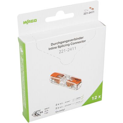 WAGO Durchgangsverbinder 221-2411/995-012 Hebel max 4mm² transparent) WAGO Durchgangsverbinder 221-2411/995-012 Hebel max 4mm² transparent)