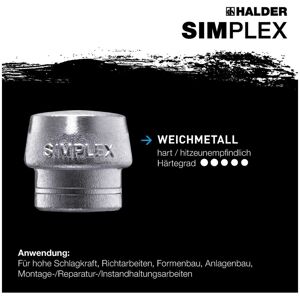 Halder Schonhammerkopf SIMPLEX Kopf-D. 30mm Weichmetall silber hart (3209.030) Halder Schonhammerkopf SIMPLEX Kopf-D. 30mm Weichmetall silber hart (3209.030)