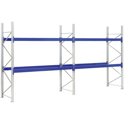 Bito Paletten-Komplettregal-Set P1 mit 2 Ebenen H2000xT1100xL19900 mm 600 kg, unmontiert enzianblau (42130) Bito Paletten-Komplettregal-Set P1 mit 2 Ebenen H2000xT1100xL19900 mm 600 kg, unmontiert enzianblau (42130)