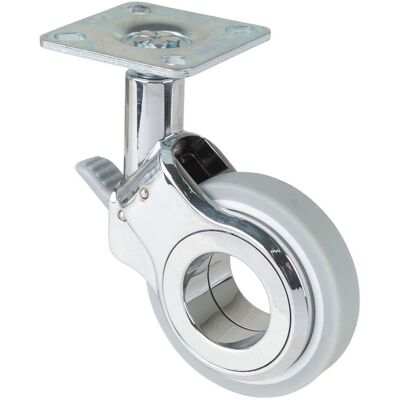 BS Design-Lenkrolle mit Feststeller D.60mm Trgf. 50kg mit Platte aus Polyurethan grau, BS Rollen, F383.060) BS Design-Lenkrolle mit Feststeller D.60mm Trgf. 50kg mit Platte aus Polyurethan grau, BS Rollen, F383.060)
