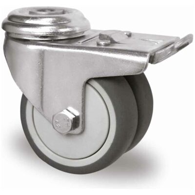 CASCOO Doppel-Lenkrolle Rückenloch mit Totalfeststeller ø 50 mm Serie P2T2 Kugellager (BDHHHC0050P2T2B42) CASCOO Doppel-Lenkrolle Rückenloch mit Totalfeststeller ø 50 mm Serie P2T2 Kugellager (BDHHHC0050P2T2B42)