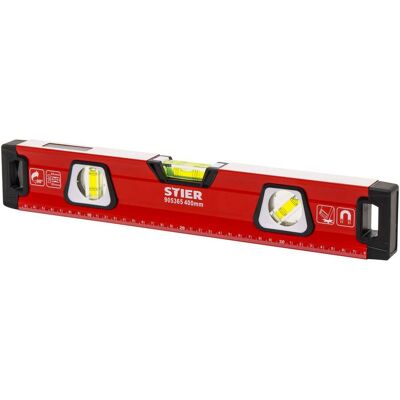 STIER Premium Wasserwaage mit Magnet und drei Libellen 400 mm ±0,5 mm/m (905365) STIER Premium Wasserwaage mit Magnet und drei Libellen 400 mm ±0,5 mm/m (905365)