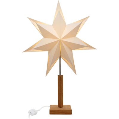 Hellum Lampe LED-Papierstern doppellagig mit Holzfuß 578737) Hellum Lampe LED-Papierstern doppellagig mit Holzfuß 578737)