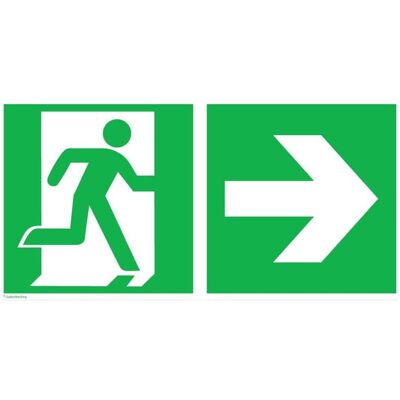 SafetyMarking Fluchtwegschild Alu B400xH200 mm Notausgang rechts mit Pfeil rechts ; wolk (15.0087) SafetyMarking Fluchtwegschild Alu B400xH200 mm Notausgang rechts mit Pfeil rechts ; wolk (15.0087)
