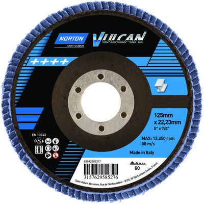 Norton Fächerschleifscheibe -Vulcan Zirconia R842 - 125x22 P60 ; Saint-Gobain (63642502317) Norton Fächerschleifscheibe -Vulcan Zirconia R842 - 125x22 P60 ; Saint-Gobain (63642502317)