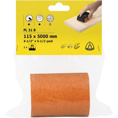 Klingspor PL 31 B Rollen, 115 x 5000 mm Korn 40, SB-verpackt in Folie (241817) Klingspor PL 31 B Rollen, 115 x 5000 mm Korn 40, SB-verpackt in Folie (241817)