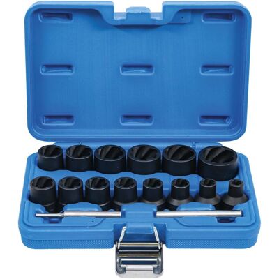 BGS Spezial-Steckschlüssel-Einsatz-Satz / Schraubenausdreher Antrieb Innenvierkant 12,5 mm SW 8 - 27 mm 16-tlg. ; BGS technic (5269) BGS Spezial-Steckschlüssel-Einsatz-Satz / Schraubenausdreher Antrieb Innenvierkant 12,5 mm SW 8 - 27 mm 16-tlg. ; BGS technic (5269)