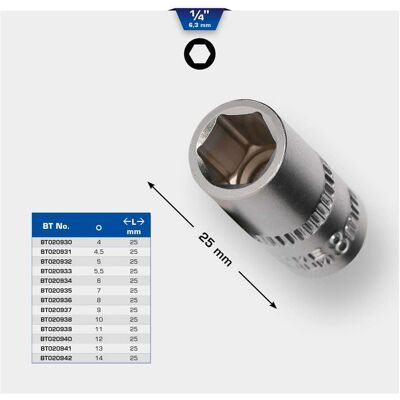 Brilliant Tools 1/4 Zoll Sechskant-Stecknuss, 8 mm (BT020936) Brilliant Tools 1/4 Zoll Sechskant-Stecknuss, 8 mm (BT020936)