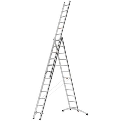 Hymer Alu-Pro, Mehrzweckleiter, dreiteilig mit Smart-Base®, 3x12 Sprossen (7024736) Hymer Alu-Pro, Mehrzweckleiter, dreiteilig mit Smart-Base®, 3x12 Sprossen (7024736)