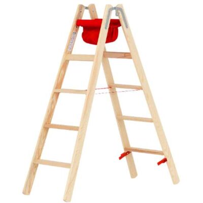 Hymer Holz Stufenstehleiter mit Textiltasche 2x5 Stufen - Leiter Hymer Holz Stufenstehleiter mit Textiltasche 2x5 Stufen - Leiter