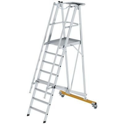 MUNK Aluminium Mobile Plattformleiter - 8 Stufen, 3-Seiten Geländer MUNK Aluminium Mobile Plattformleiter - 8 Stufen, 3-Seiten Geländer
