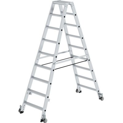 Munk Günzburger Steigtechnik - Stehleiter 2x9 Stufen - Aluminium - Beidseitig begehbar - 2100mm H Munk Günzburger Steigtechnik - Stehleiter 2x9 Stufen - Aluminium - Beidseitig begehbar - 2100mm H