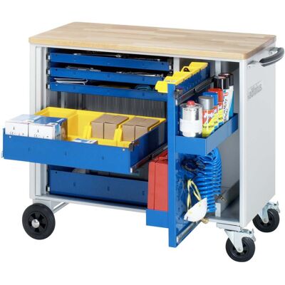 Rau Werkzeugwagen mit 5 Schubladen & Lochwandauszug Buche BxTxH 1025x520x890mm (02-10200B.11) Rau Werkzeugwagen mit 5 Schubladen & Lochwandauszug Buche BxTxH 1025x520x890mm (02-10200B.11)
