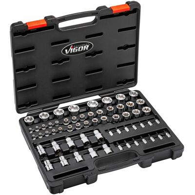 VIGOR T+ Steckschlüsseleinsatz Satz, V7920N, 1/4 Zoll (6,3 mm) Vierkant, 3/8 Zoll (10 mm) Vierkant, 1/2 Zoll (12,5 mm) Vierkant, E+ Profil, T+ Profil,) VIGOR T+ Steckschlüsseleinsatz Satz, V7920N, 1/4 Zoll (6,3 mm) Vierkant, 3/8 Zoll (10 mm) Vierkant, 1/2 Zoll (12,5 mm) Vierkant, E+ Profil, T+ Profil,)