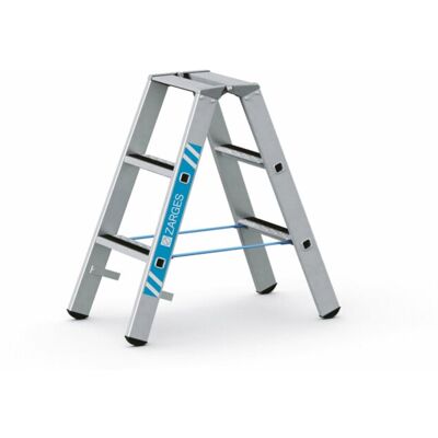 Zarges - Stehleiter 2 X 3 Stufen - Aluminium - Beidseitig Begehbar - H 880mm - B 440mm - Stehleiter Zarges - Stehleiter 2 X 3 Stufen - Aluminium - Beidseitig Begehbar - H 880mm - B 440mm - Stehleiter