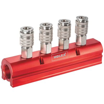HOLEX Verteilerblock für Druckluftkupplung 1/4 Zoll, Typ: 4, 080208 4) HOLEX Verteilerblock für Druckluftkupplung 1/4 Zoll, Typ: 4, 080208 4)
