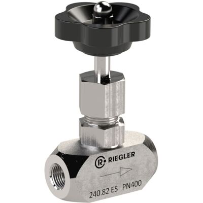 Riegler Nadelventil, Edelstahl 1.4571, G 1/8, DN 4, PN max. 400 bar (240.81 ES) Riegler Nadelventil, Edelstahl 1.4571, G 1/8, DN 4, PN max. 400 bar (240.81 ES)