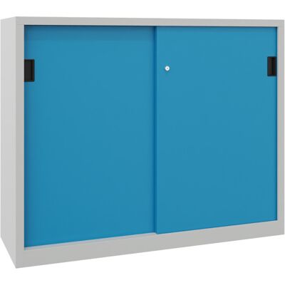 Pavoy Schiebetürenschrank, 1200x1500x600 mm, 4 Böden verzinkt, RAL 7035/5012 (30301-150-600-735512) Pavoy Schiebetürenschrank, 1200x1500x600 mm, 4 Böden verzinkt, RAL 7035/5012 (30301-150-600-735512)